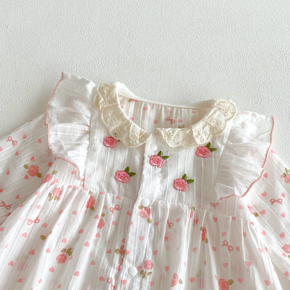 Spring and Summer Arrival Baby Girls Long Sleeves or Short Sleeves Flowers Pattern Rompers