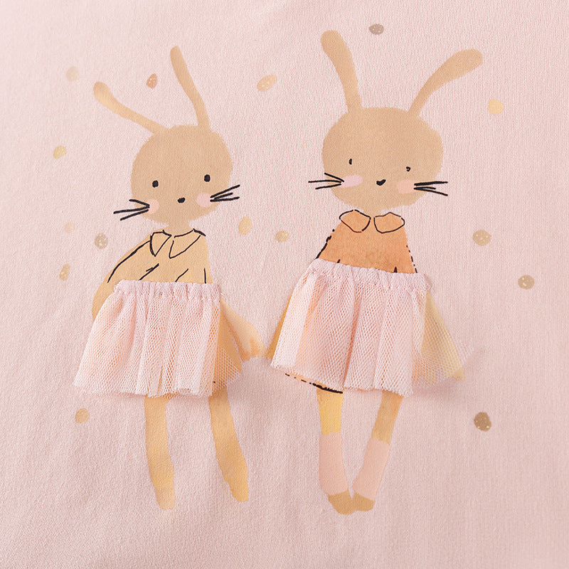 Autumn and Spring Arrival Rabbit Cartoon and Dots Pattern Long Sleeves Crew Neck Dress for Stylish Girls, MyKids-USA®, Baby & Toddler Dresses, MyKids-USA -  -  -  -  -  -  - 