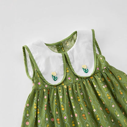 Summer Baby Kids Girls Floral Sleeveless Embroidery Collar Dress, MyKids-USA®, Baby & Toddler Dresses, MyKids-USA -  -  -  -  -  -  - 