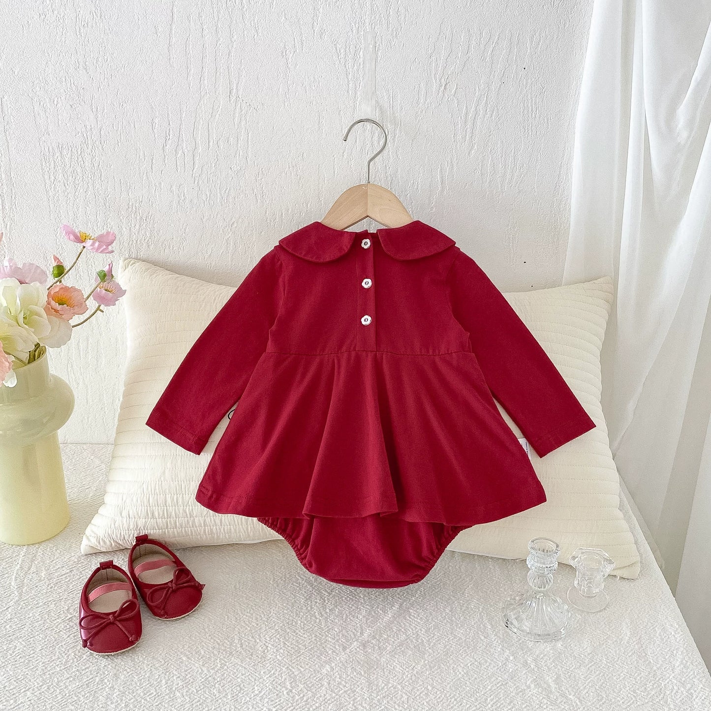 Autumn Hot Selling Baby Girls Red Long Sleeves Butterfly-bow Decorated Onesies Bodysuits, MyKids-USA®, Baby One-Pieces, MyKids-USA -  -  -  -  -  -  - 