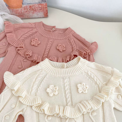 Autumn Arrival Baby Girls Knitted Long Sleeves Geometric Jacquard Pattern Onesies, MyKids-USA®, Baby One-Pieces, MyKids-USA -  -  -  -  -  -  - 