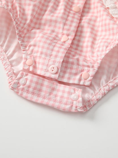Summer Arrival Baby Girls Fly Sleeves Plaid Pattern Bodysuit, MyKids-USA®, Bodysuits, MyKids-USA -  -  -  -  -  -  - .