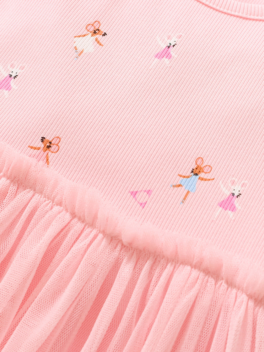 Spring And Summer Baby Girls Short Sleeves Mouse Dancers Cartoon Pattern Chiffon Dress, MyKids-USA®, Baby & Toddler Dresses, MyKids-USA -  -  -  -  -  -  - 