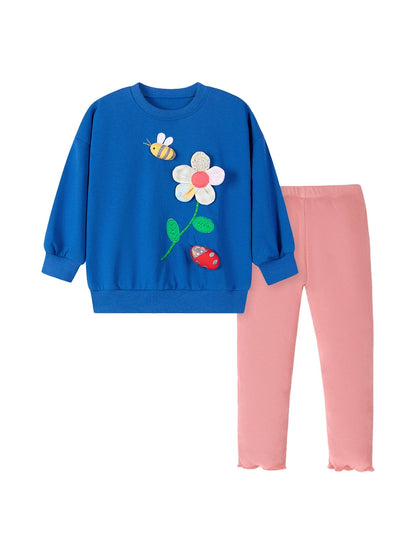 Spring and Autumn Girls Flower and Insects Cartoon Pattern Long Sleeves Sweatshirt and Pants Clothing Set, MyKids-USA®, Baby & Toddler Outfits, MyKids-USA -  -  -  -  -  -  - 