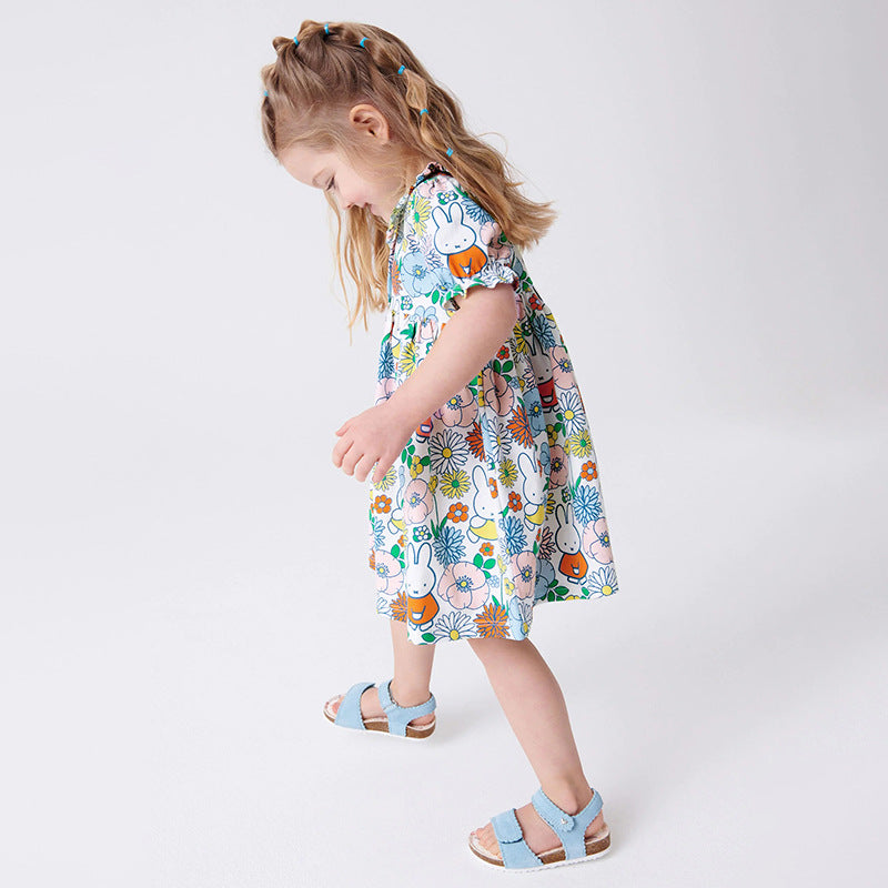 Summer Girls Short Sleeves Flowers Print Peter Pan Collar Dress, MyKids-USA®, Baby & Toddler Dresses, MyKids-USA -  -  -  -  -  -  - 