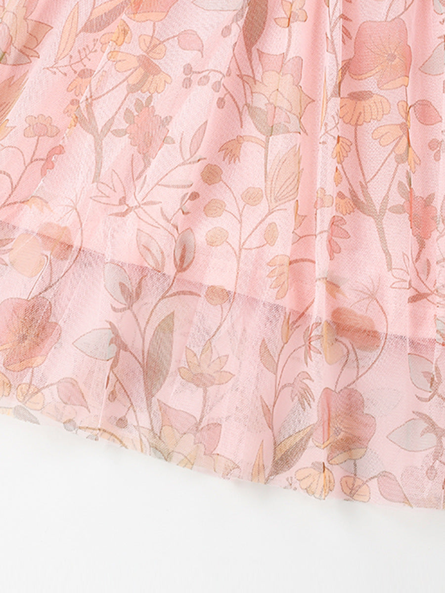 Summer Arrival Flowers and Horse Pattern Fly Sleeves Crew Neck Dress for Stylish Girls, MyKids-USA®, Baby & Children's Dresses, MyKids-USA -  -  -  -  -  -  - .