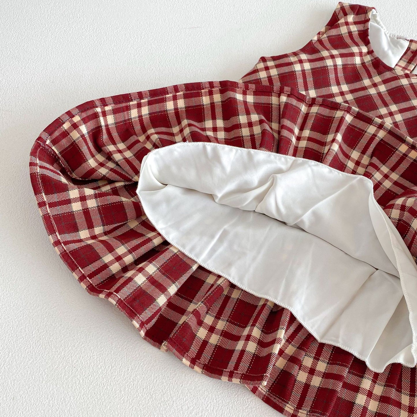 Spring Arrival Baby Kids Girls Cute Argyle and Plaid Pattern Sleeveless Dress with Hat