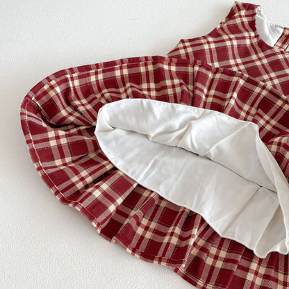 Spring Arrival Baby Kids Girls Cute Argyle and Plaid Pattern Sleeveless Dress with Hat