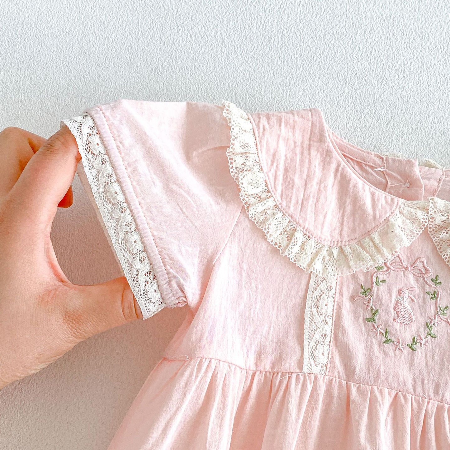 Summer Arrival Baby Girls Short Sleeves Embroidery Pattern Lace Trim Bodysuit, MyKids-USA®, Baby & Children's One-Pieces, MyKids-USA -  -  -  -  -  -  - .