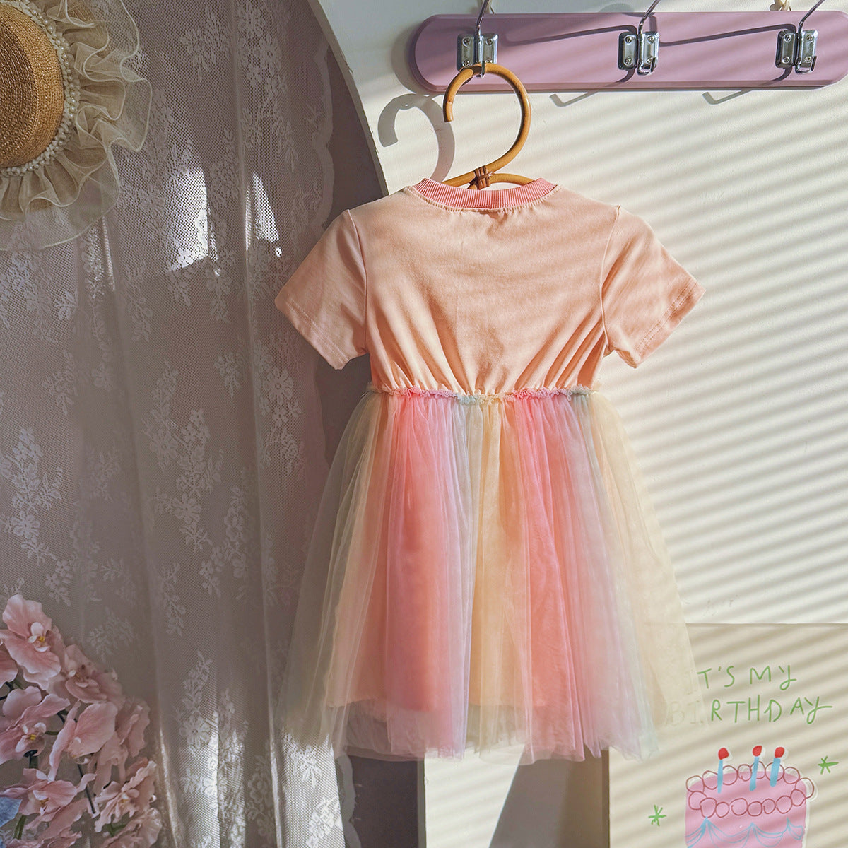 Summer Arrival Butterfly Pattern Short Sleeves Tulle Patchwork Dress for Stylish Girls, MyKids-USA®, Baby & Toddler Dresses, MyKids-USA -  -  -  -  -  -  - 