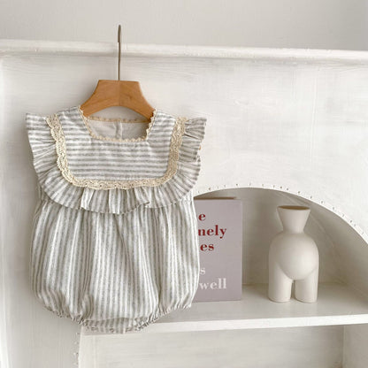 Baby Striped Pattern Sleeveless Princess Dress & Onesies