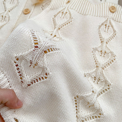 Arrival Autumn Baby Girls Geometric Hollow-out Pattern Long Sleeves Cardigan and Strap Onesies – Knitted Clothing Set, MyKids-USA®, Baby & Toddler Outfits, MyKids-USA -  -  -  -  -  -  - 