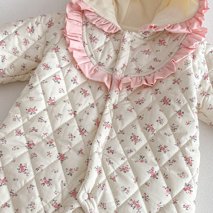 Winter Arrival Baby Girls Long Sleeves Floral Pattern Fleece-Lined Hooded Rompers, MyKids-USA®, Baby One-Pieces, MyKids-USA -  -  -  -  -  -  - .