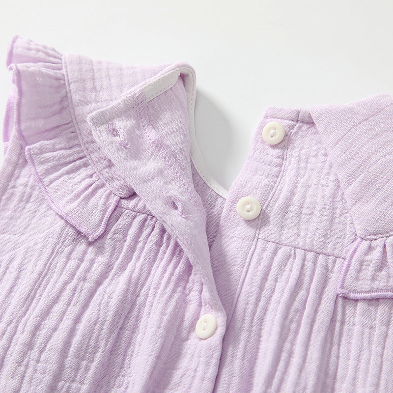 Summer Arrival Sleeveless Flowers Pattern Collar Purple Onesies for Stylish Girls, MyKids-USA®, Baby One-Pieces, MyKids-USA -  -  -  -  -  -  - 