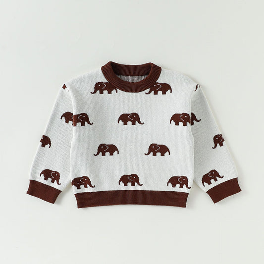 Autumn Arrival Baby Kids Unisex Long Sleeves Animals Pattern Crew Neck Pullover, MyKids-USA®, Sweaters, MyKids-USA - Size/Age - 80 (9-12M) - Color - Grey -  -  - TR2509102222-A