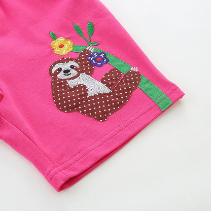 Summer Arrival Baby Kids Girls Cotton Casual Style Animals and Flowers Pattern Pink Shorts, MyKids-USA®, Shorts, MyKids-USA -  -  -  -  -  -  - 