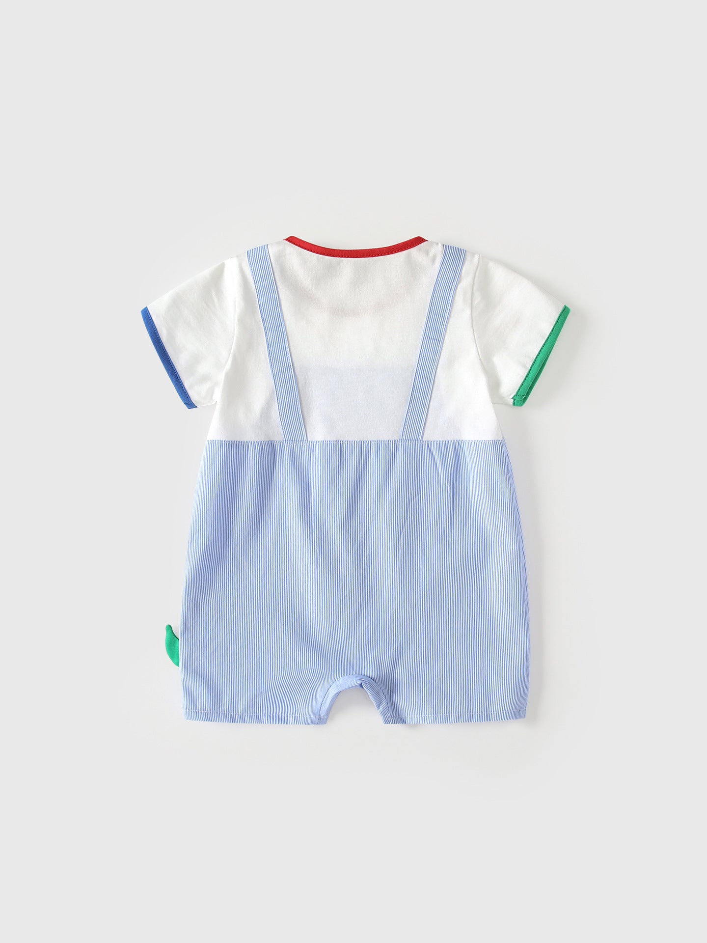 Summer Arrival Baby Boys Short Sleeves Cartoon Pattern Color Patchwork Rompers Bodysuits