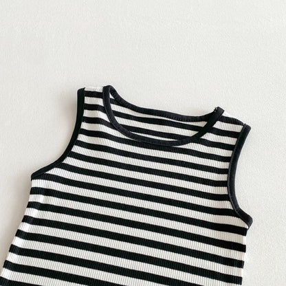 MyKids-USA® Arrival Summer Baby Kids Sleeveless Vest and Black Dress Clothing Set