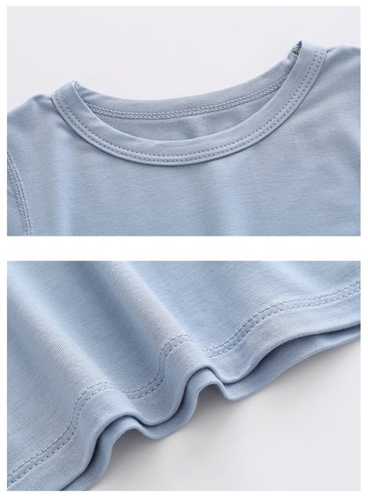 Design Autumn Baby Kids Unisex Long Sleeves Solid Color Top with Pants Set
