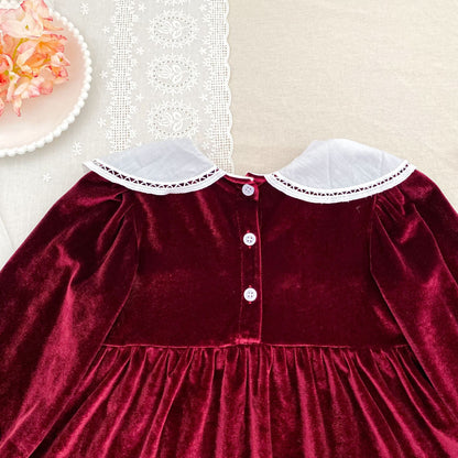 MyKids-USA® Baby Girls Long-sleeved Color Patchwork Flowers Collar Red Bodysuit or Dress – Princess Sister Matching