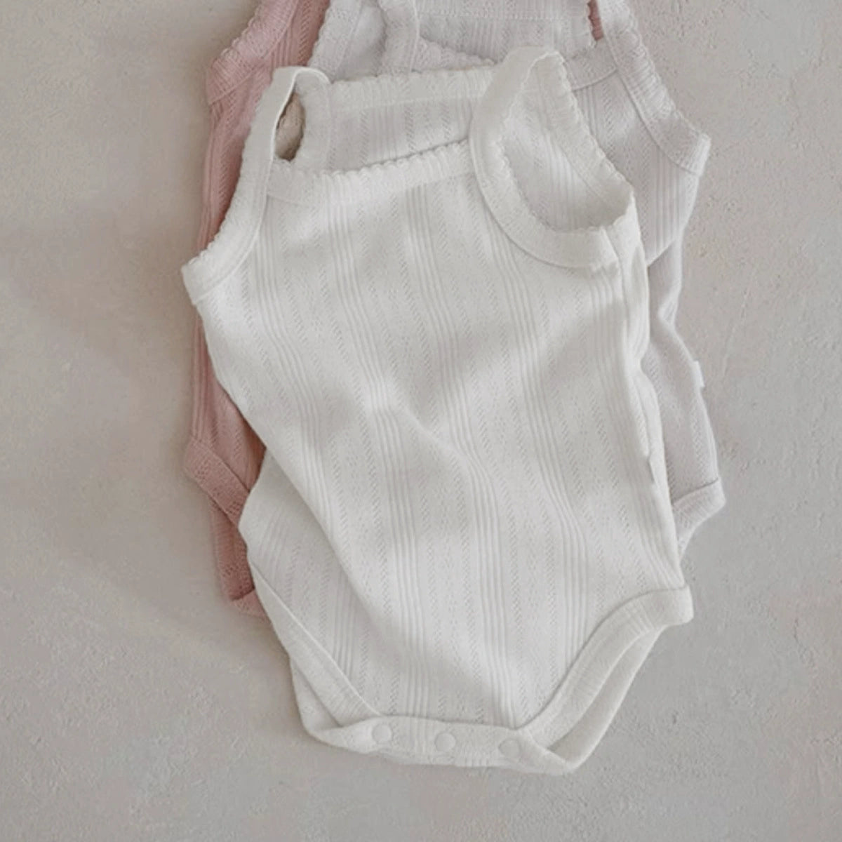 Summer Arrival Baby Unisex Simple Sleeveless Solid Color Striped Onesies, MyKids-USA®, Baby One-Pieces, MyKids-USA - Size/Age - 66 (3-6M) - Color - Beige -  -  - TR2506052329-B