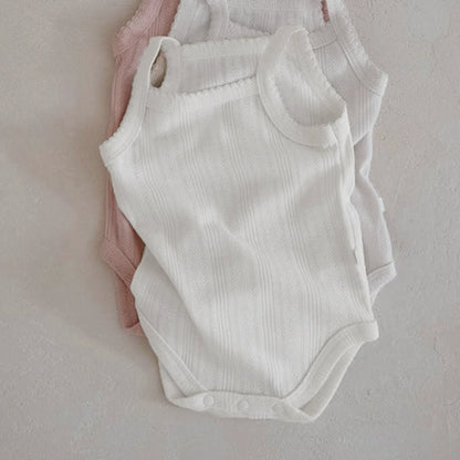 Summer Arrival Baby Unisex Simple Sleeveless Solid Color Striped Onesies, MyKids-USA®, Baby One-Pieces, MyKids-USA - Size/Age - 66 (3-6M) - Color - Beige -  -  - TR2506052329-B