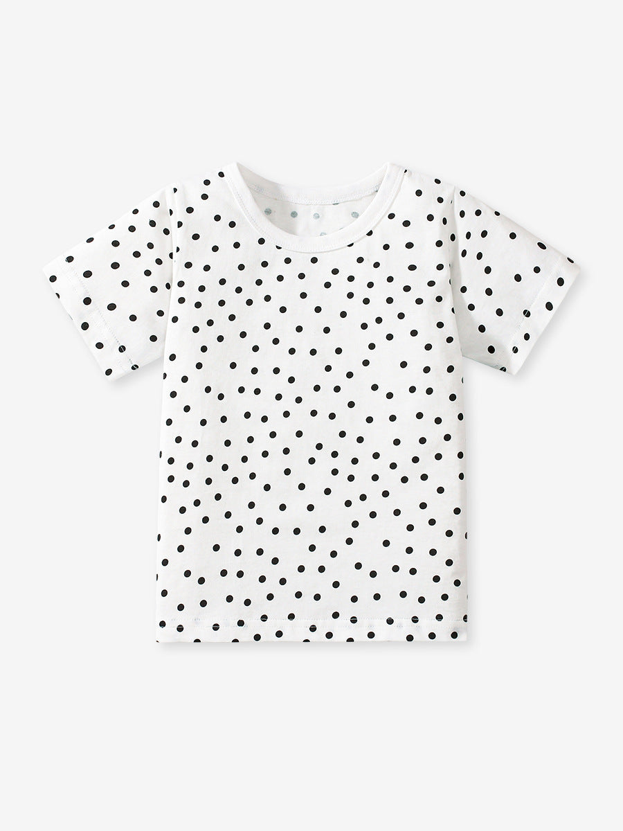 Girls’ Dots Cartoon Pattern Short Sleeves T-shirt in European and American Style for Summer, MyKids-USA®, Baby & Toddler Tops, MyKids-USA -  -  -  -  -  -  - 