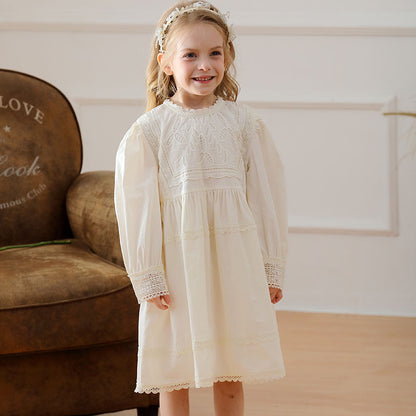 Arrival Lace Trim Design Autumn Girls Embroidery Long Sleeves Dress, MyKids-USA®, Baby & Toddler Dresses, MyKids-USA -  -  -  -  -  -  - 
