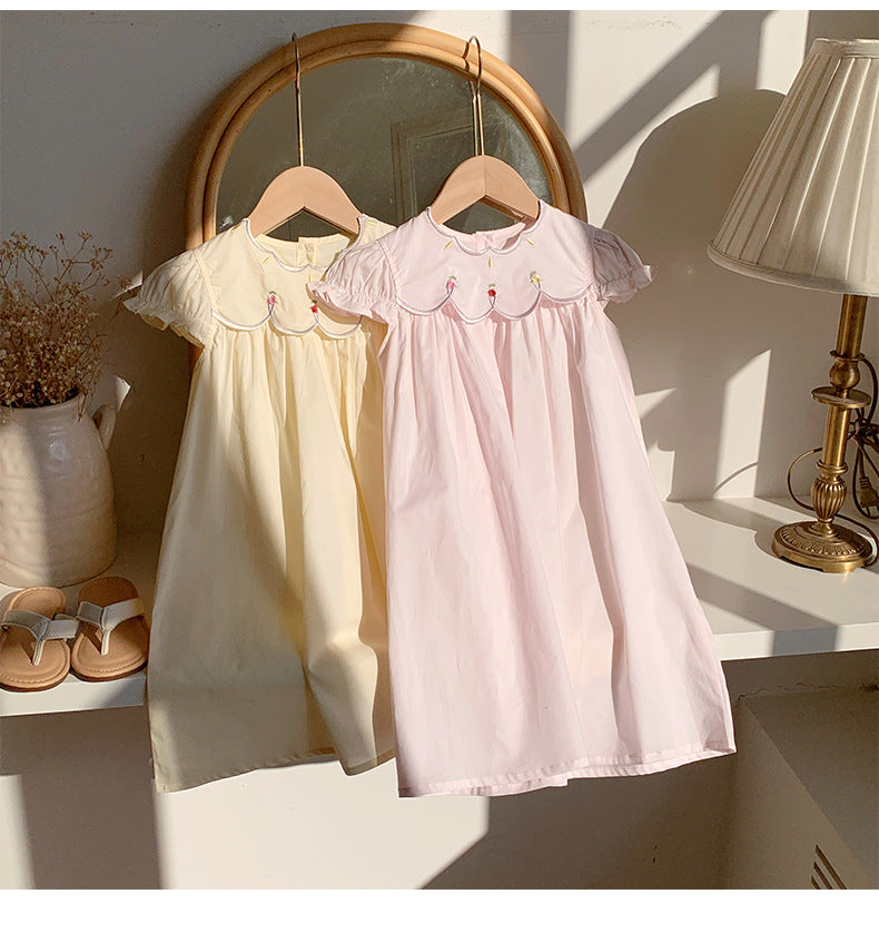 Summer Baby Kids Girls French Short Sleeves Floral Pattern Embroidered Dress, MyKids-USA®, Baby & Toddler Dresses, MyKids-USA -  -  -  -  -  -  - 