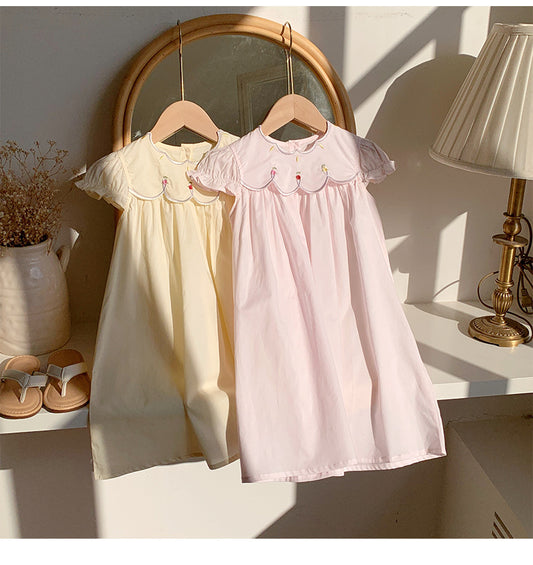 Summer Baby Kids Girls French Short Sleeves Floral Pattern Embroidered Dress, MyKids-USA®, Baby & Toddler Dresses, MyKids-USA -  -  -  -  -  -  - 