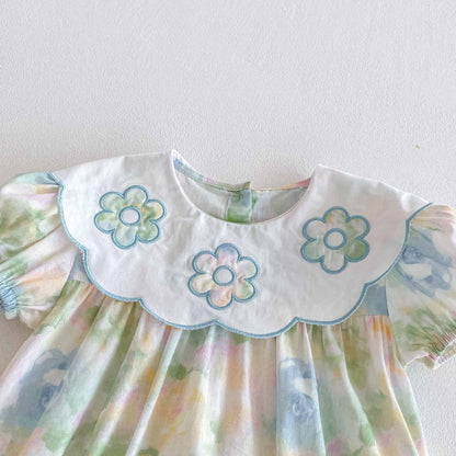 Summer Arrival Baby Girls Cute Tie Dye Short Sleeves Flowers Pattern Onesies, MyKids-USA®, Baby One-Pieces, MyKids-USA -  -  -  -  -  -  - 