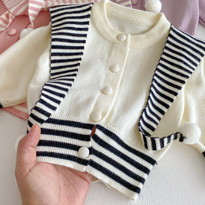 Winter and Autumn Baby Kids Girls Striped Long Sleeves Cardigan and Color Patchwork Pants Knitted Clothing Set, MyKids-USA®, Baby & Toddler Outfits, MyKids-USA -  -  -  -  -  -  - 