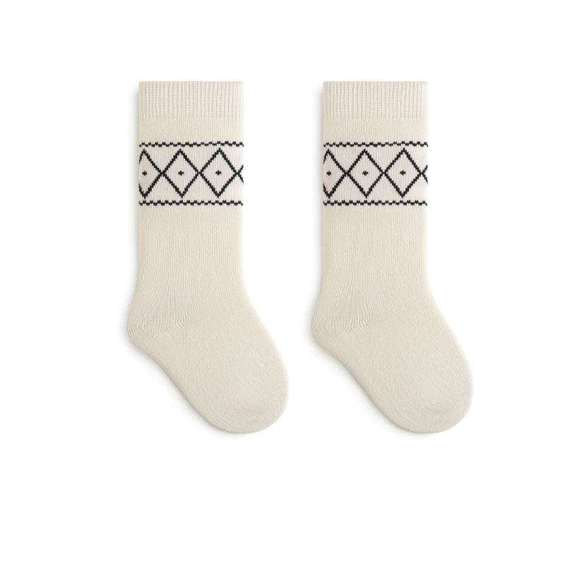 Autumn and Winter Baby Unisex Breathable Simple Argyle Pattern Warm Socks
