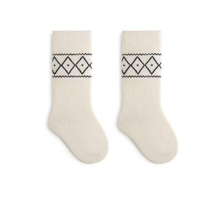 Autumn and Winter Baby Unisex Breathable Simple Argyle Pattern Warm Socks