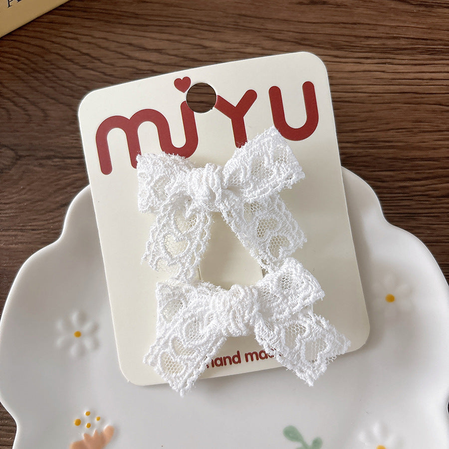 Collection of 2 Versatile Lace Decorated Hair Clips and Hair Ties, MyKids-USA®, Hair Pins, Claws & Clips, MyKids-USA - Size/Age - Average Size (0-12Y） - Color - Pink -  -  - TR2601291543-G.