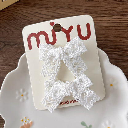 Collection of 2 Versatile Lace Decorated Hair Clips and Hair Ties, MyKids-USA®, Hair Pins, Claws & Clips, MyKids-USA - Size/Age - Average Size (0-12Y） - Color - Pink -  -  - TR2601291543-G.