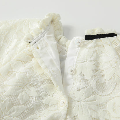 Arrival Autumn Baby Girls Lace and Flowers Long Sleeves Beige Onesies, MyKids-USA®, Baby One-Pieces, MyKids-USA -  -  -  -  -  -  - 