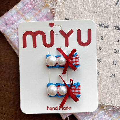 Collection of Plaid Pattern Beaded Hair Clips