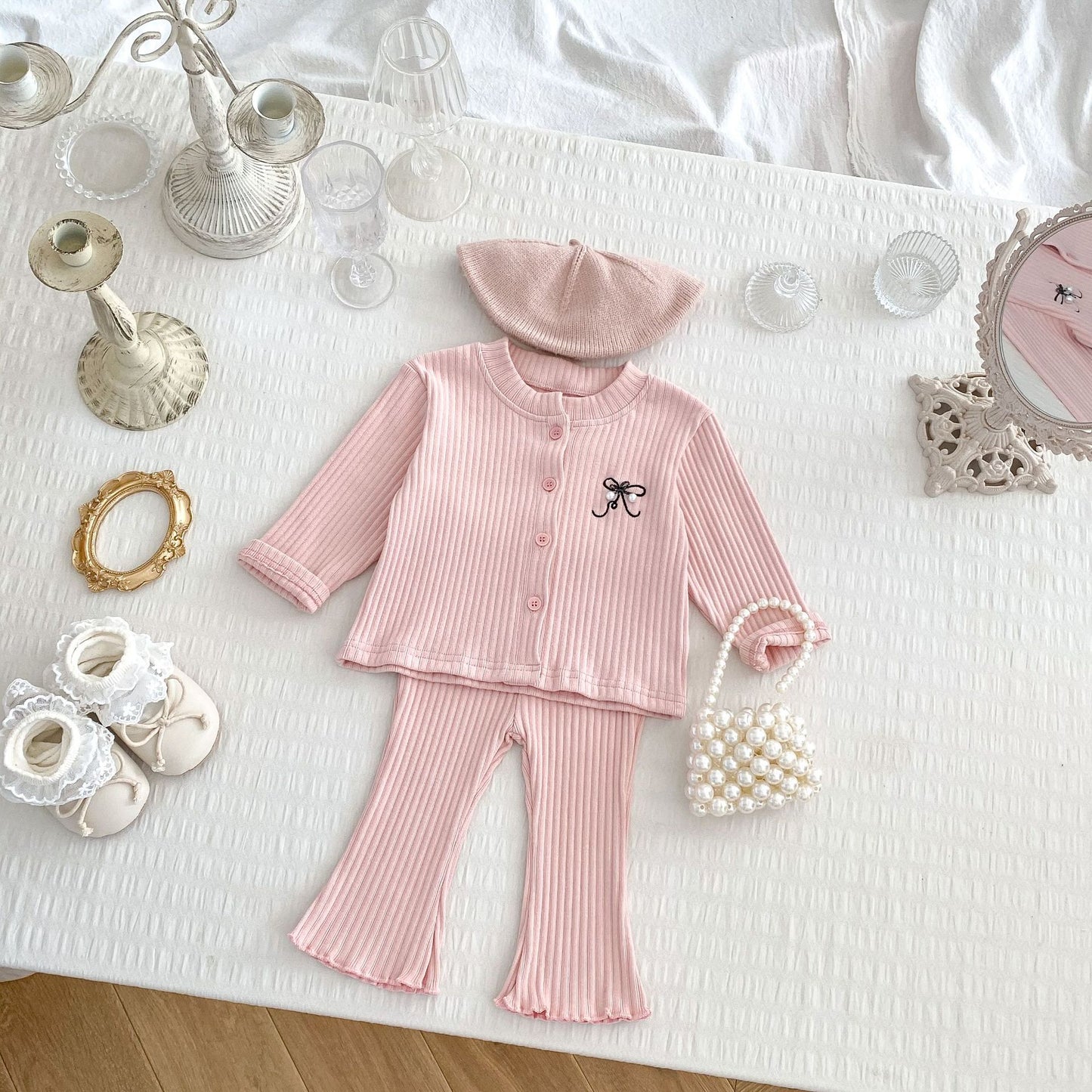 Spring and Autumn Kids Girls Cute Butterfly-bow Embroidered Long Sleeves Top and Pants Clothing Set, MyKids-USA®, Baby & Toddler Outfits, MyKids-USA - Size/Age - 66 (3-6M) - Color - Pink -  -  - TR2501062302-B