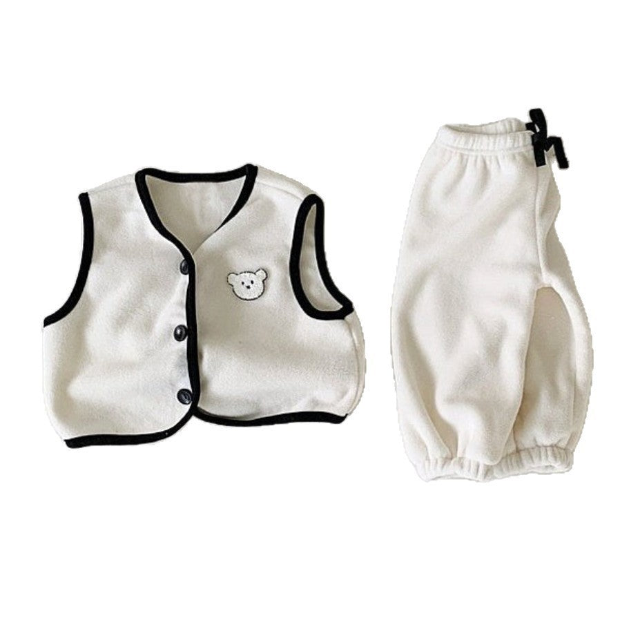 Winter and Spring Baby Kids Unisex Long Sleeves Casual Teddy Pattern Vest and Pants Clothing Set, MyKids-USA®, Baby & Toddler Outfits, MyKids-USA -  -  -  -  -  -  - .