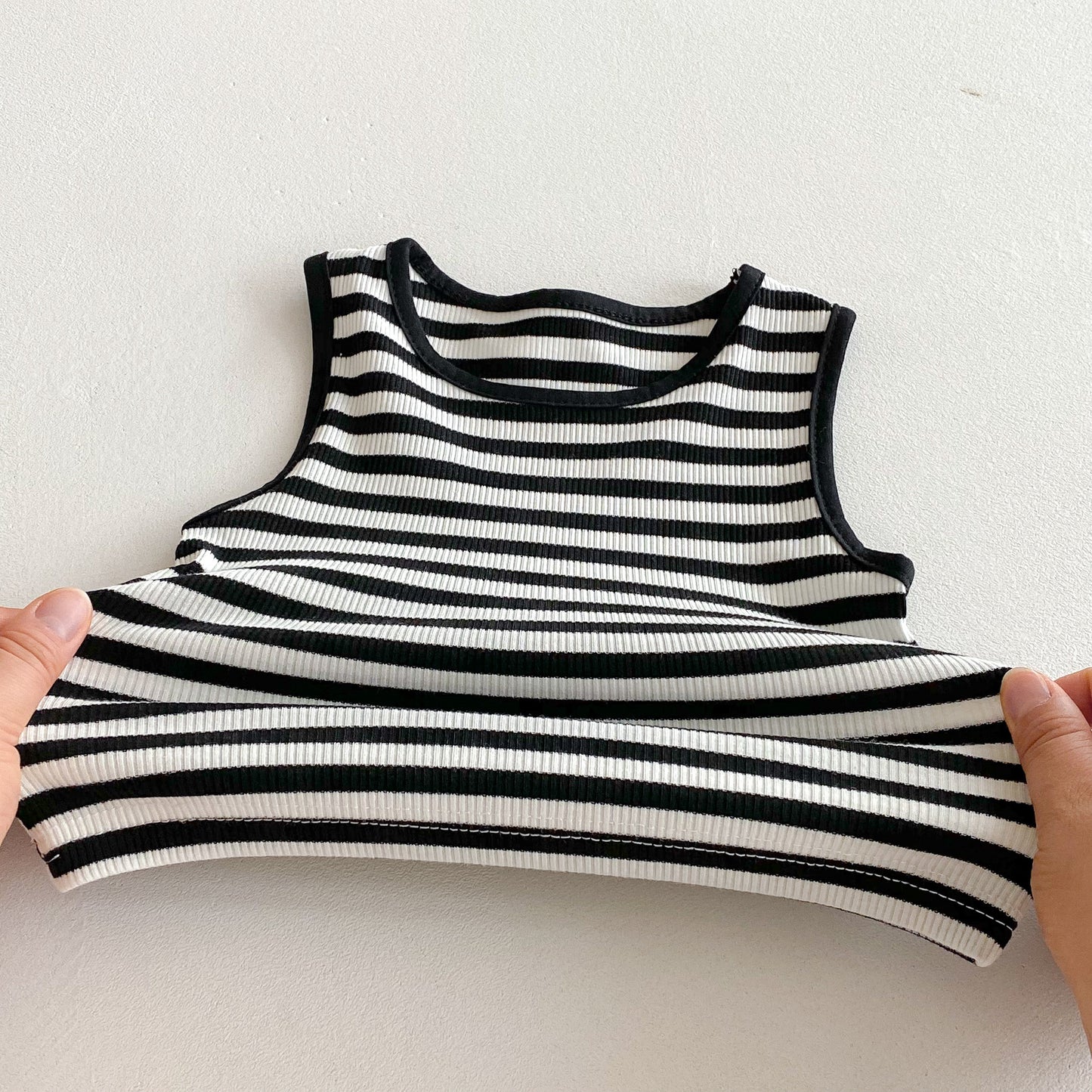 Arrival Summer Baby Girls Sleeveless Striped Vest and Black Dress Clothing Set