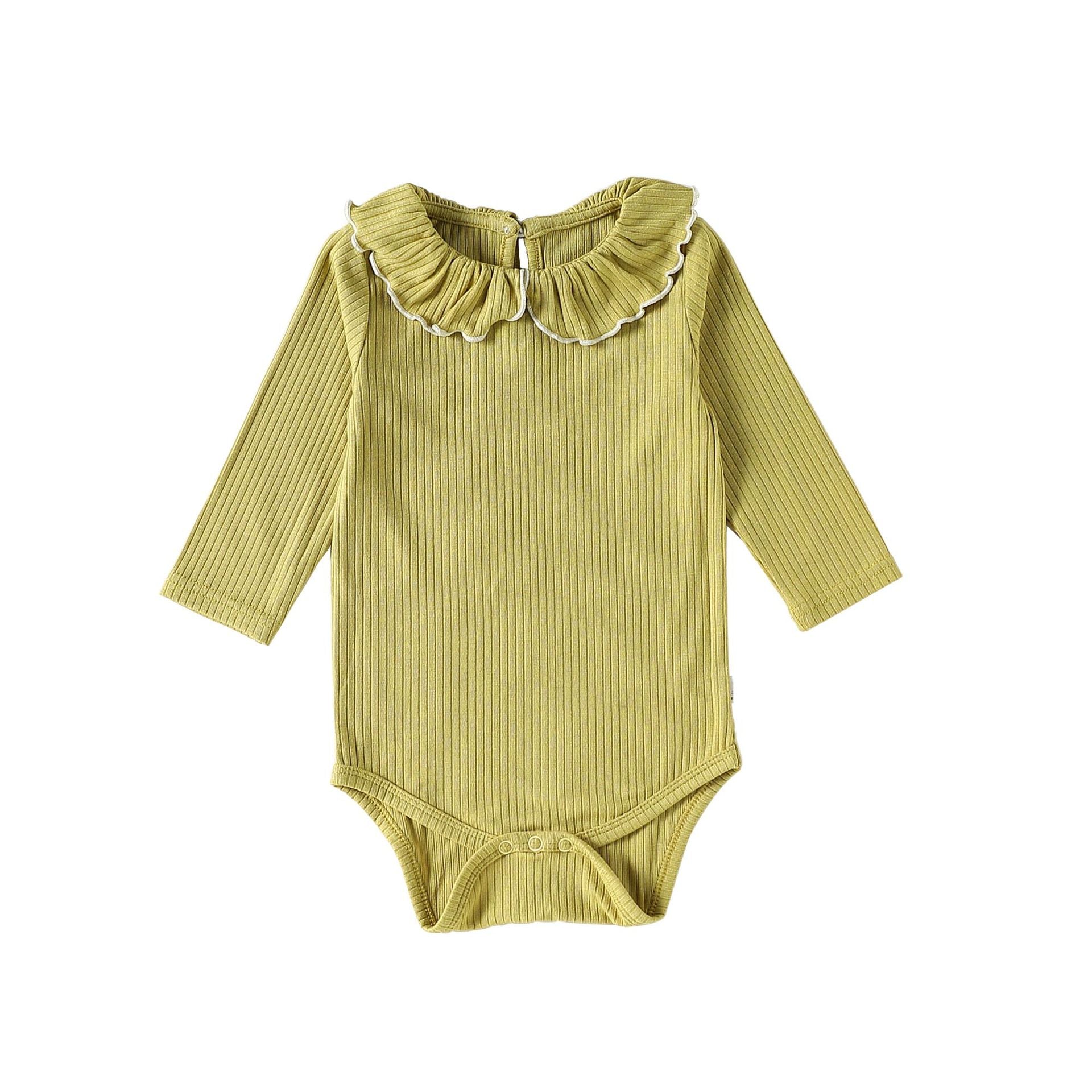 Spring Arrival Baby Girls Long Sleeves Solid Color Bodysuit with Collar, MyKids-USA®, Bodysuits, MyKids-USA - Size/Age - 66 (3-6M) - Color - Green -  -  - TR2603082356-A.
