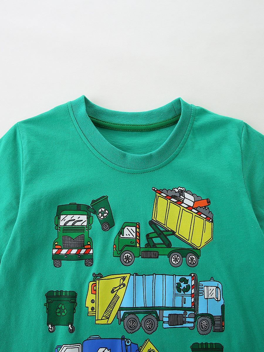 Summer Baby Kids Casual Cartoon Pattern T-shirt Clothing Set for Boys