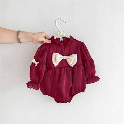 Birthday Red Mesh Patched Onesies Dress