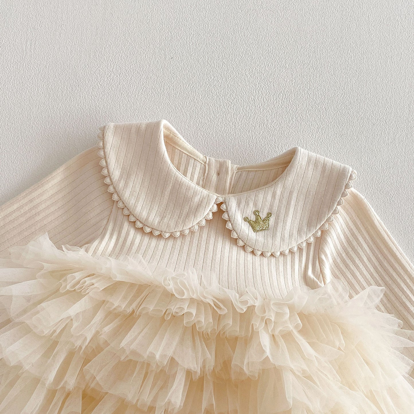 Spring Arrival Baby Girls Long Sleeves Tulle Decorated Patchwork Design Bodysuit Dress, MyKids-USA®, Bodysuits, MyKids-USA -  -  -  -  -  -  - .
