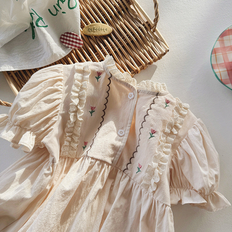 Summer Arrival Baby Kids Girls Cute Short Sleeves Flowers Pattern Embroidered Dress, MyKids-USA®, Baby & Toddler Dresses, MyKids-USA -  -  -  -  -  -  - 