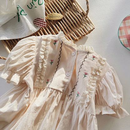 Summer Arrival Baby Kids Girls Cute Short Sleeves Flowers Pattern Embroidered Dress, MyKids-USA®, Baby & Toddler Dresses, MyKids-USA -  -  -  -  -  -  - 