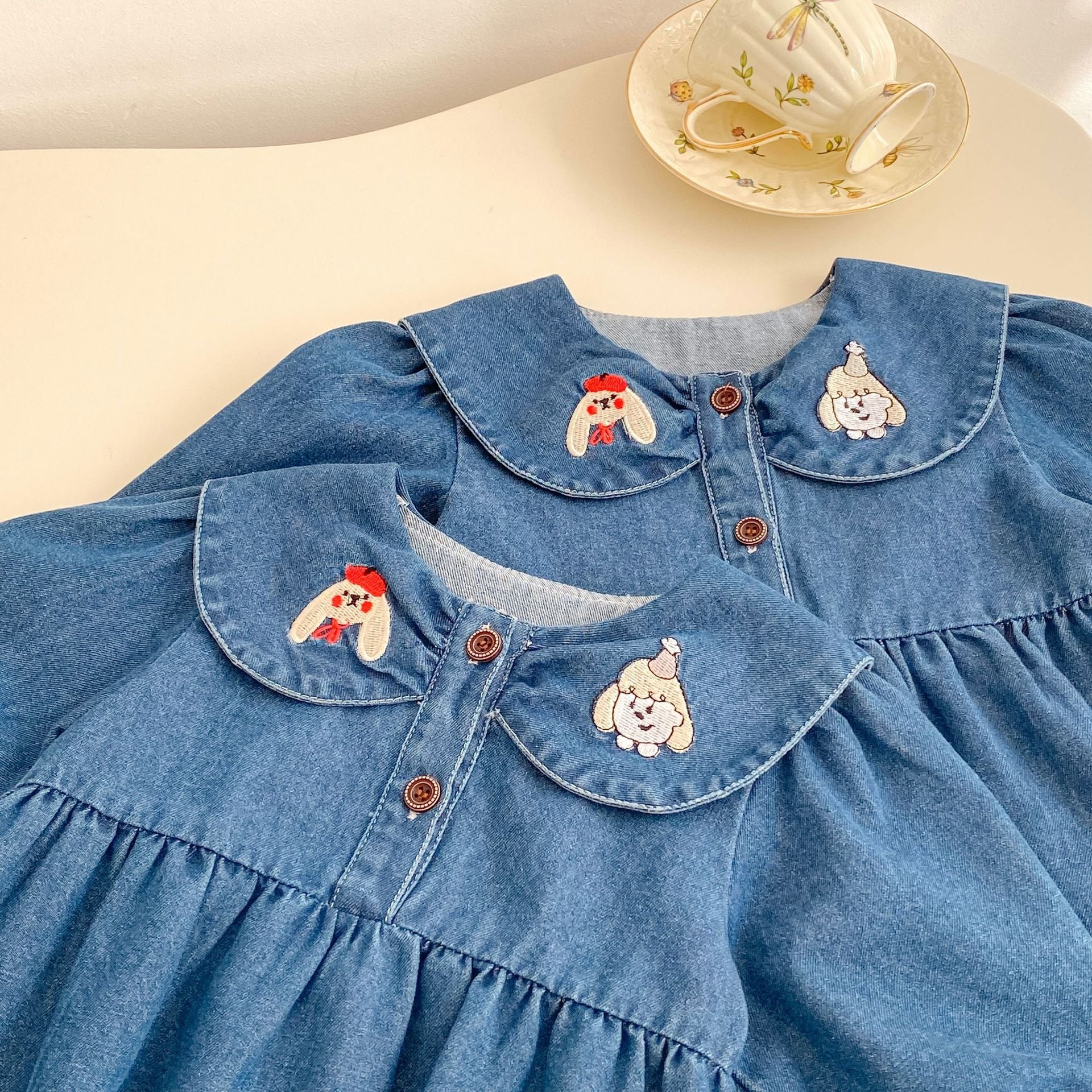 Arrival Spring and Autumn Baby Kids Girls Peter Pan Collar Denim Onesies and Dress – Princess Sister Matching Set, MyKids-USA®, Baby & Toddler Outfits, MyKids-USA -  -  -  -  -  -  - .