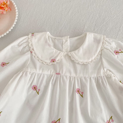 MyKids-USA® Arrival Autumn Baby Kids Girls Long Sleeves Flowers Pattern Embroidered Top