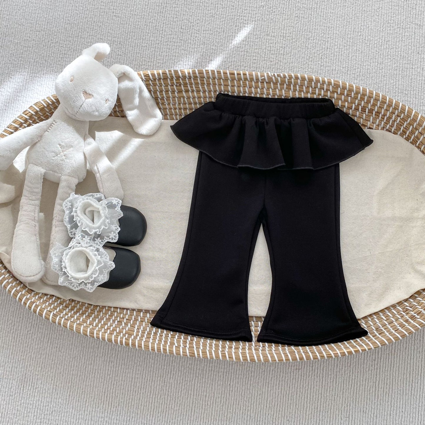 Arrival Baby Kids Girls Solid Color Flared Pants, MyKids-USA®, Baby & Toddler Bottoms, MyKids-USA - Size/Age - 73 (6-9M) - Color - Black -  -  - TR2603011658-B.